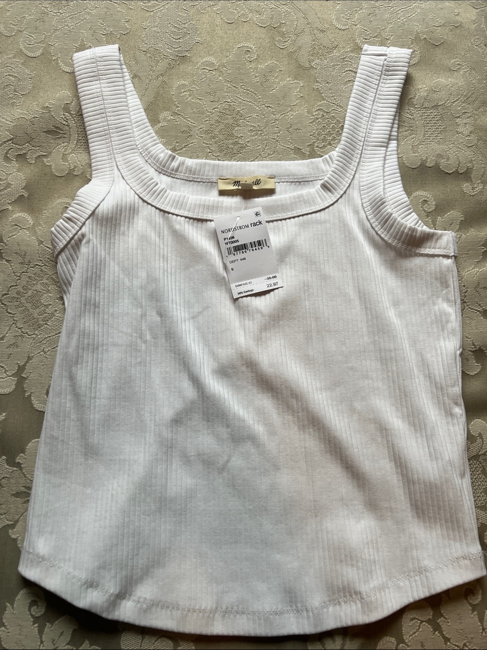 Mossimo Supply Co. White Ribbed Square Neck Tank